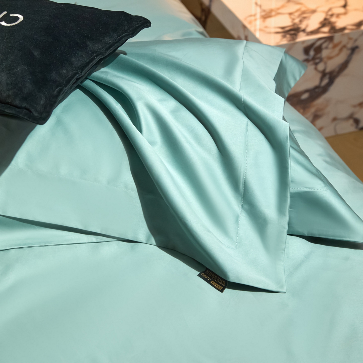 91家纺网 家纺一手货源 找家纺 米多多 2025新款70S全工艺CR长绒棉四件套 梵星蓝