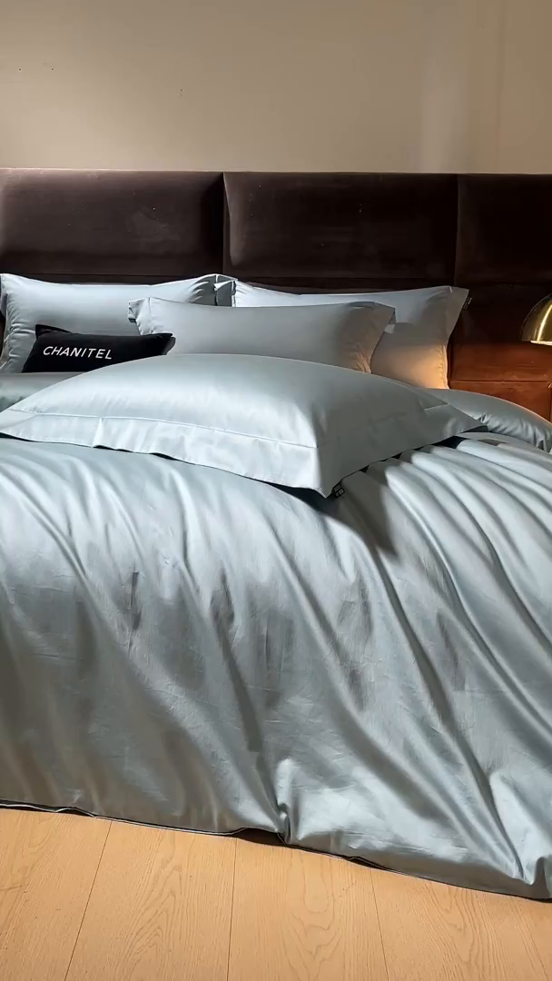 91家纺网 家纺一手货源 找家纺 米多多 2025新款70S全工艺CR长绒棉四件套 梵星蓝