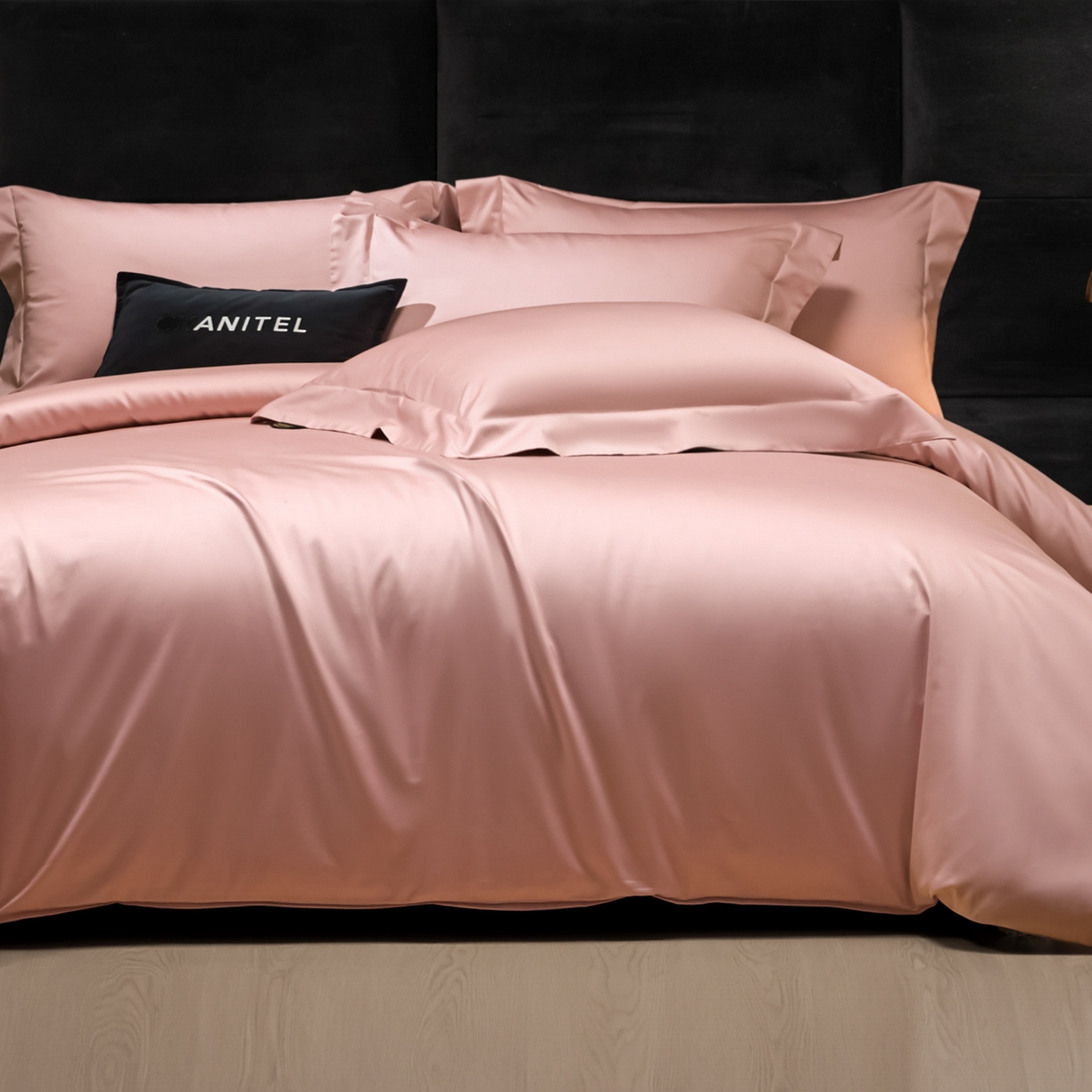 91家纺网 家纺一手货源 找家纺 米多多 2025新款70S全工艺CR长绒棉四件套 粉豆沙