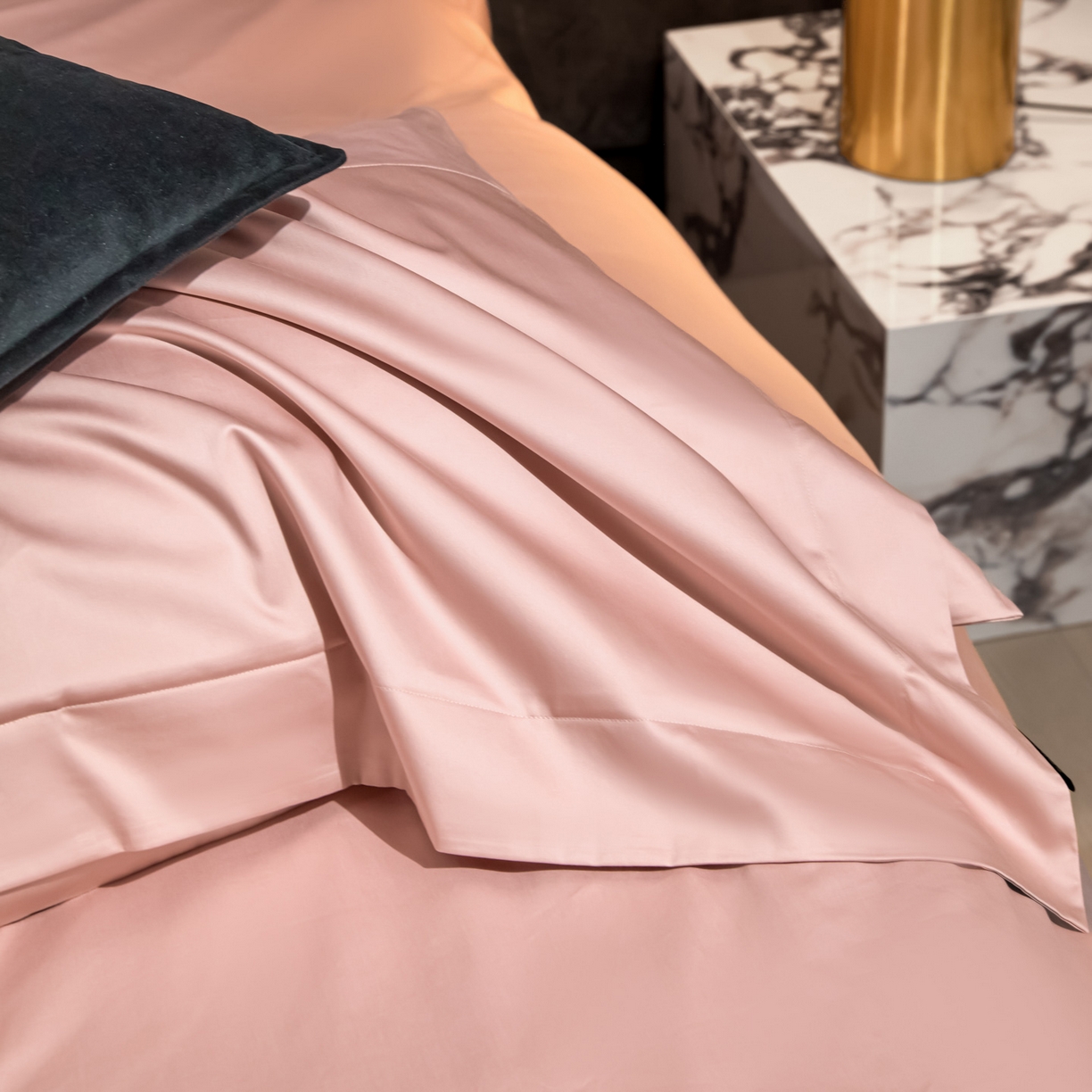 91家纺网 家纺一手货源 找家纺 米多多 2025新款70S全工艺CR长绒棉四件套 粉豆沙