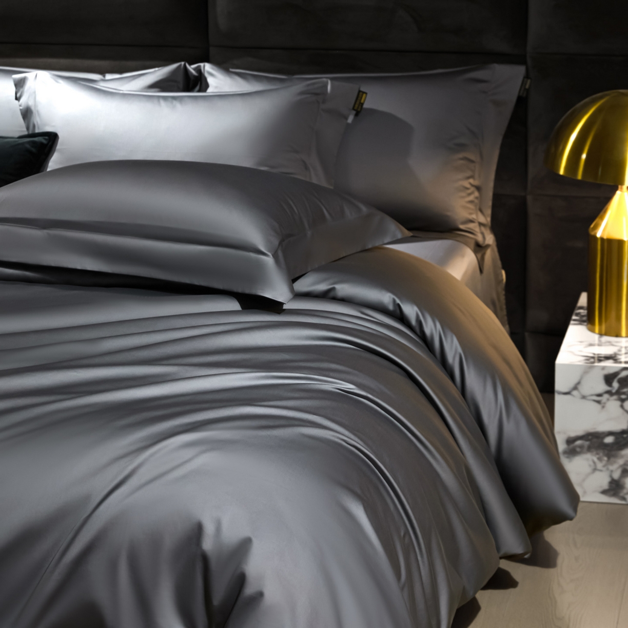 91家纺网 家纺一手货源 找家纺 米多多 2025新款70S全工艺CR长绒棉四件套 高级灰