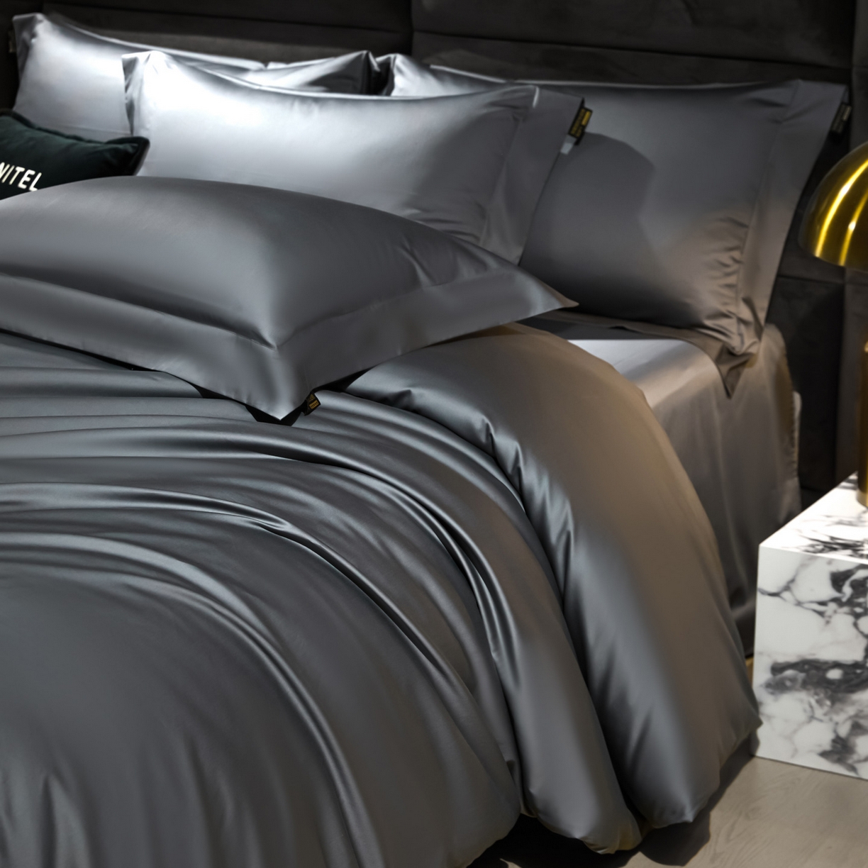 91家纺网 家纺一手货源 找家纺 米多多 2025新款70S全工艺CR长绒棉四件套 高级灰