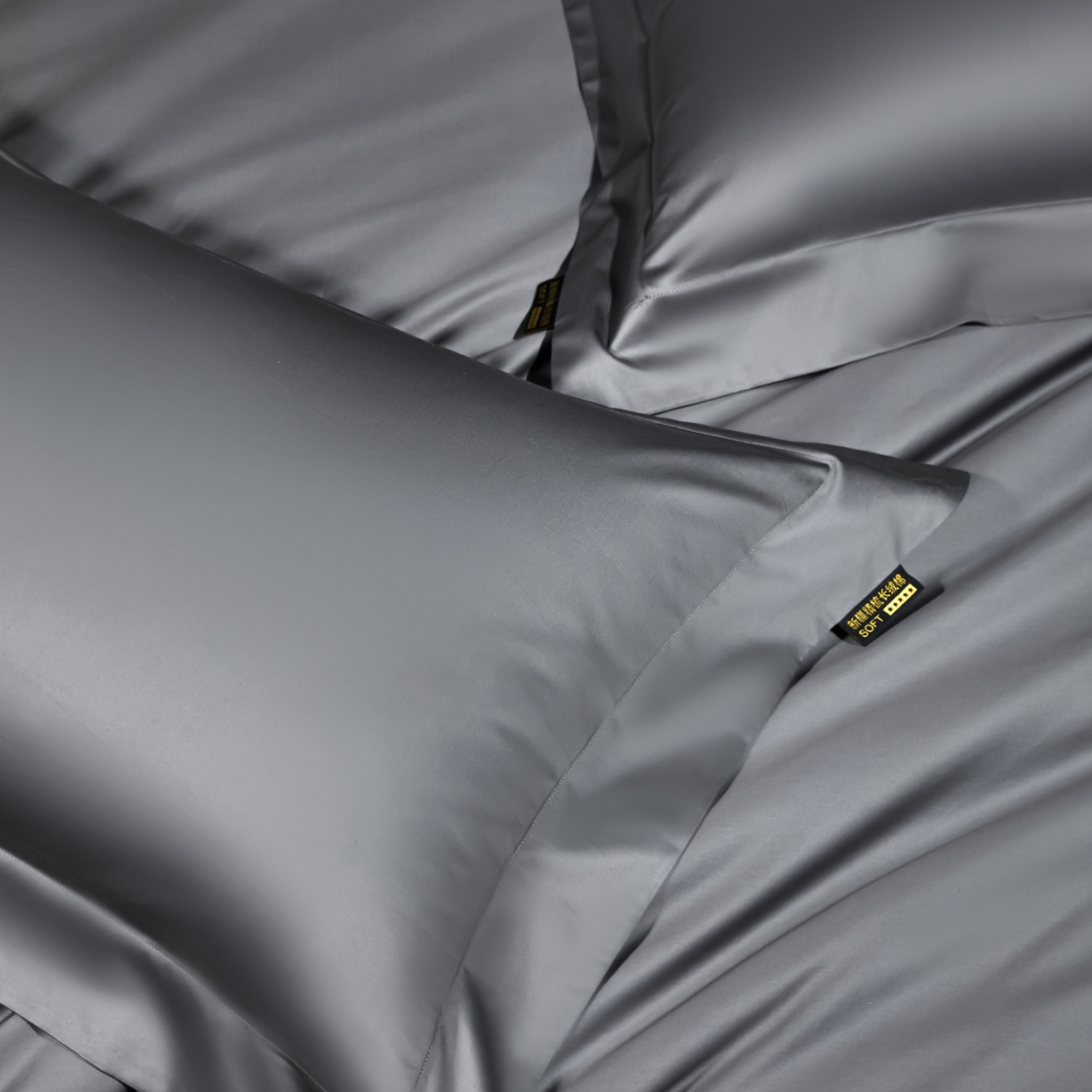 91家纺网 家纺一手货源 找家纺 米多多 2025新款70S全工艺CR长绒棉四件套 高级灰