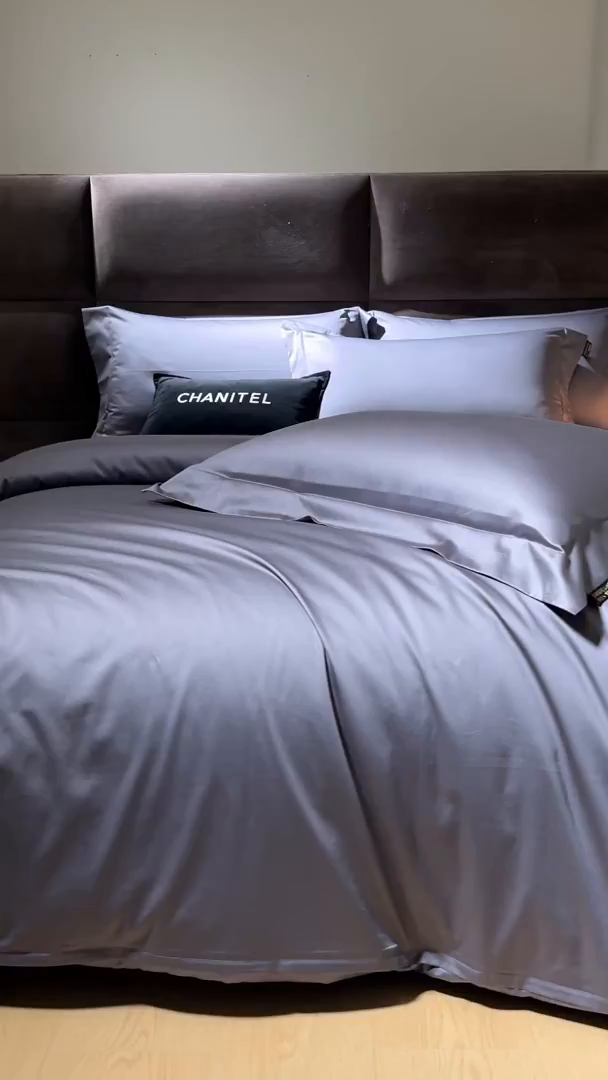 91家纺网 家纺一手货源 找家纺 米多多 2025新款70S全工艺CR长绒棉四件套 高级灰