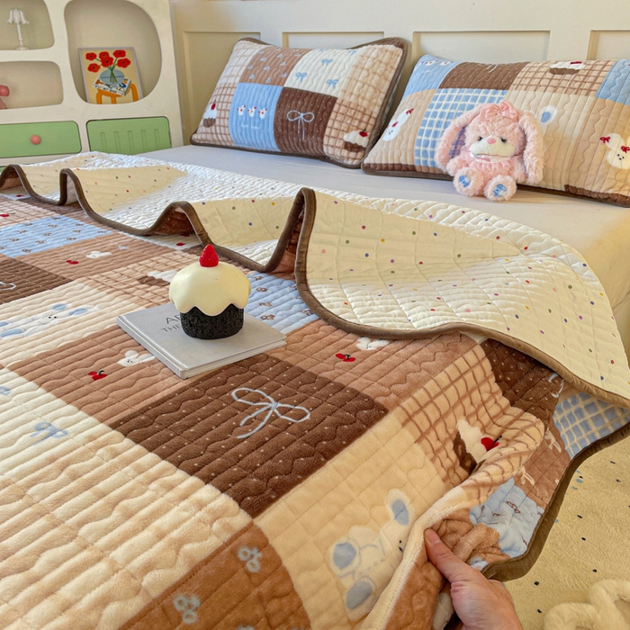 91家纺网 家纺一手货源 找家纺 （总）床盖工厂店 2025新款加厚高克重牛奶绒床盖豆豆绒单被套四件套牛奶绒四件套