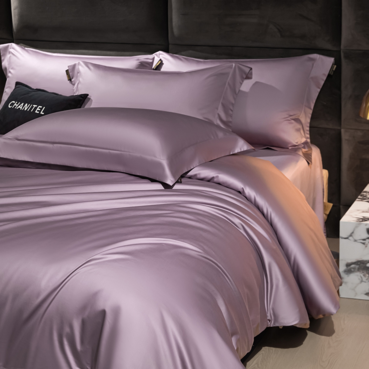 91家纺网 家纺一手货源 找家纺 米多多 2025新款70S全工艺CR长绒棉四件套 魅惑紫