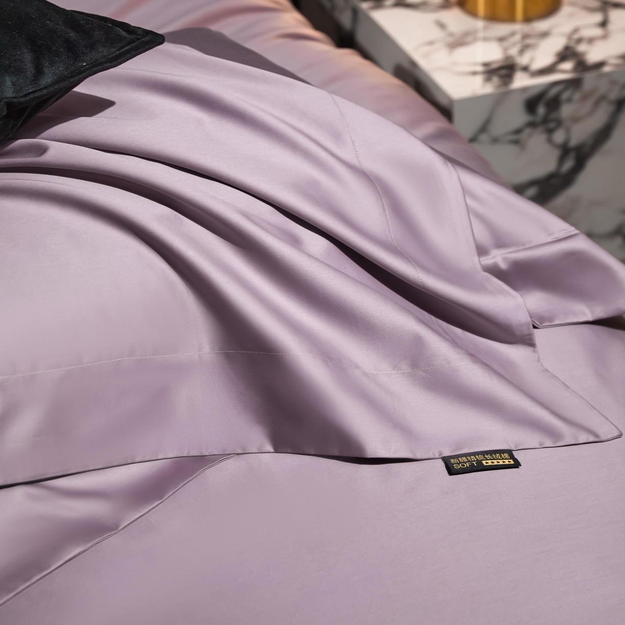 91家纺网 家纺一手货源 找家纺 米多多 2025新款70S全工艺CR长绒棉四件套 魅惑紫