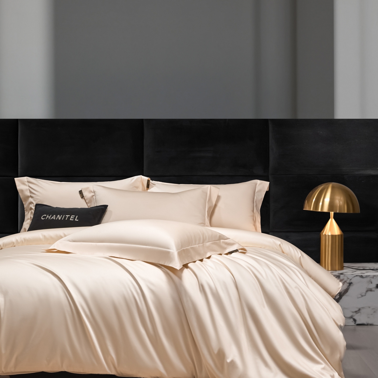 91家纺网 家纺一手货源 找家纺 米多多 2025新款70S全工艺CR长绒棉四件套 奶酪白