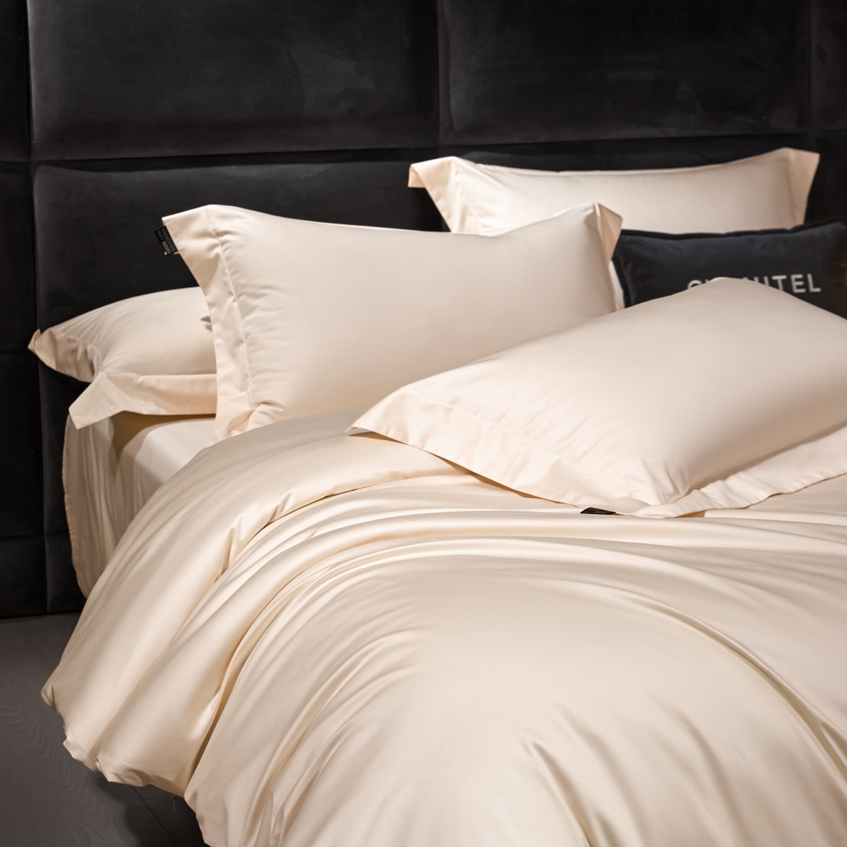 91家纺网 家纺一手货源 找家纺 米多多 2025新款70S全工艺CR长绒棉四件套 奶酪白