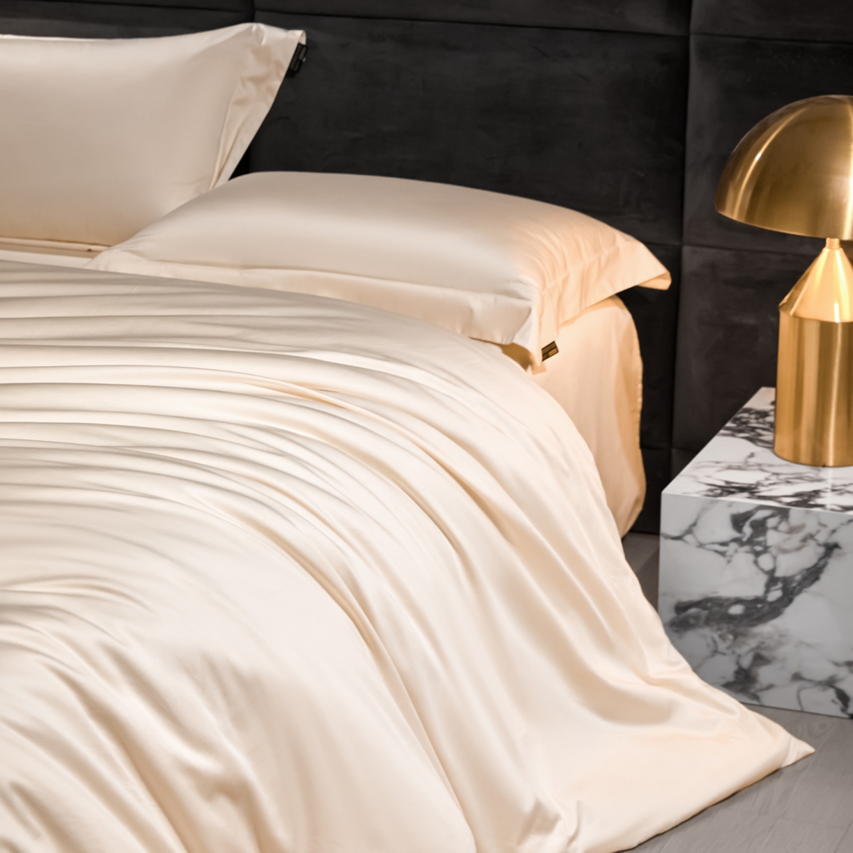 91家纺网 家纺一手货源 找家纺 米多多 2025新款70S全工艺CR长绒棉四件套 奶酪白