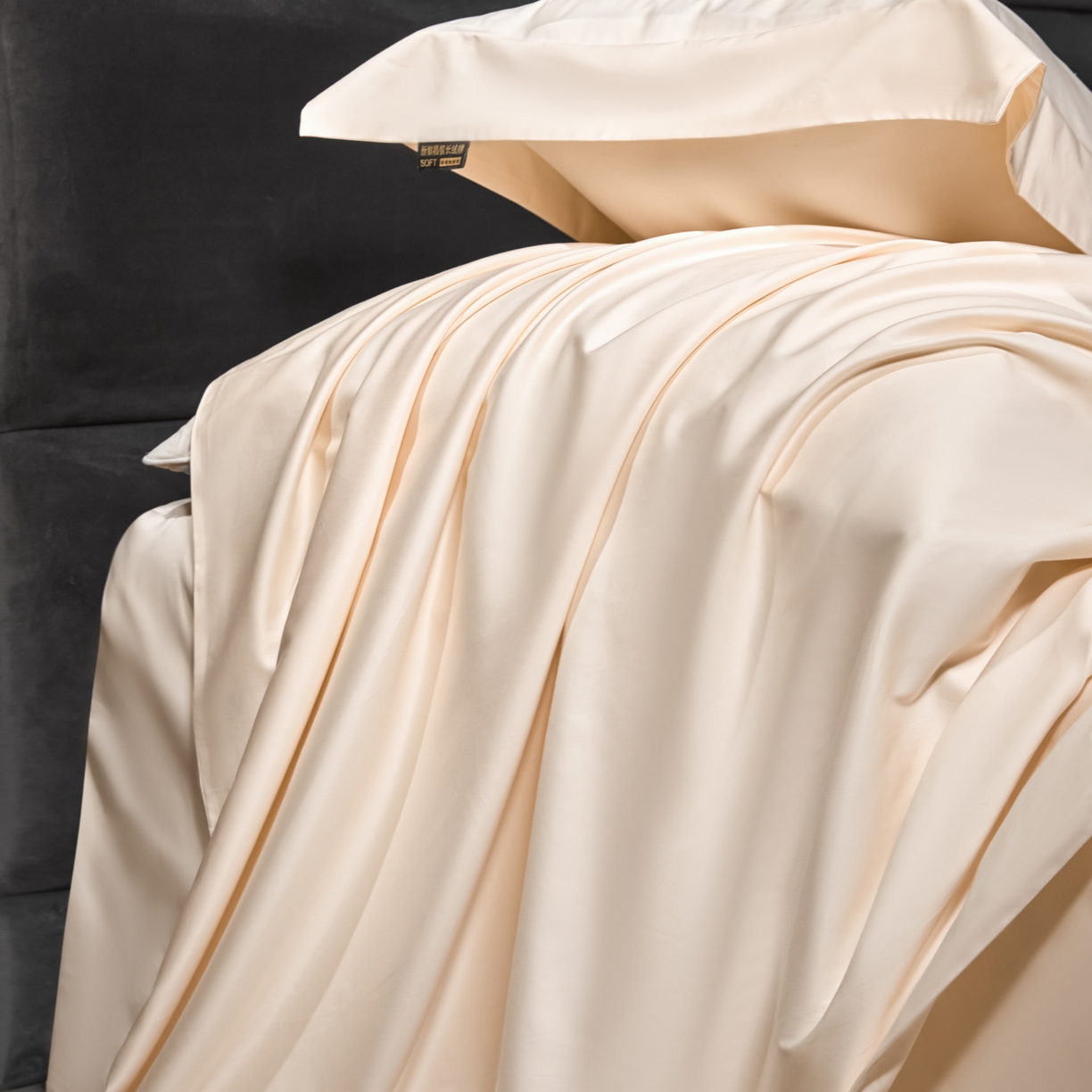 91家纺网 家纺一手货源 找家纺 米多多 2025新款70S全工艺CR长绒棉四件套 奶酪白