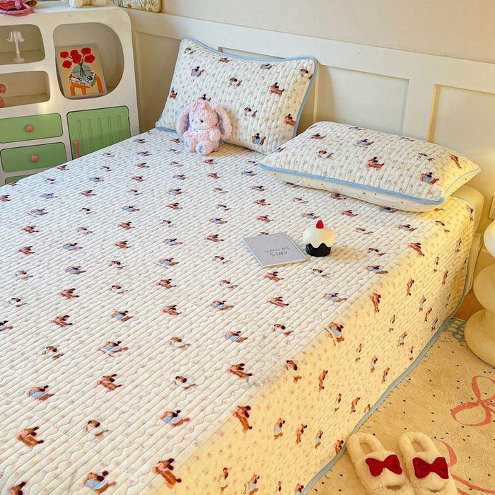 91家纺网 家纺一手货源 找家纺 （总）床盖工厂店 2025新款加厚高克重牛奶绒床盖豆豆绒单被套四件套牛奶绒四件套