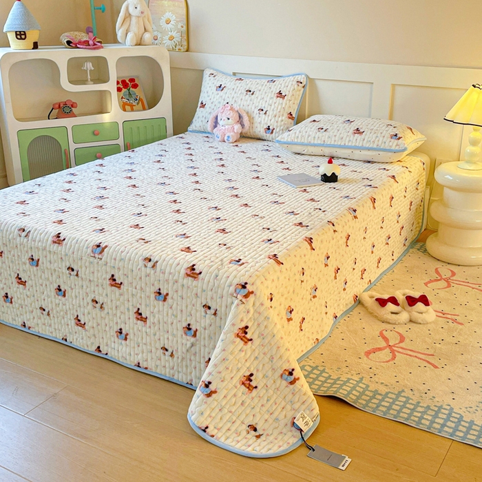 91家纺网 家纺一手货源 找家纺 （总）床盖工厂店 2025新款加厚高克重牛奶绒床盖豆豆绒单被套四件套牛奶绒四件套