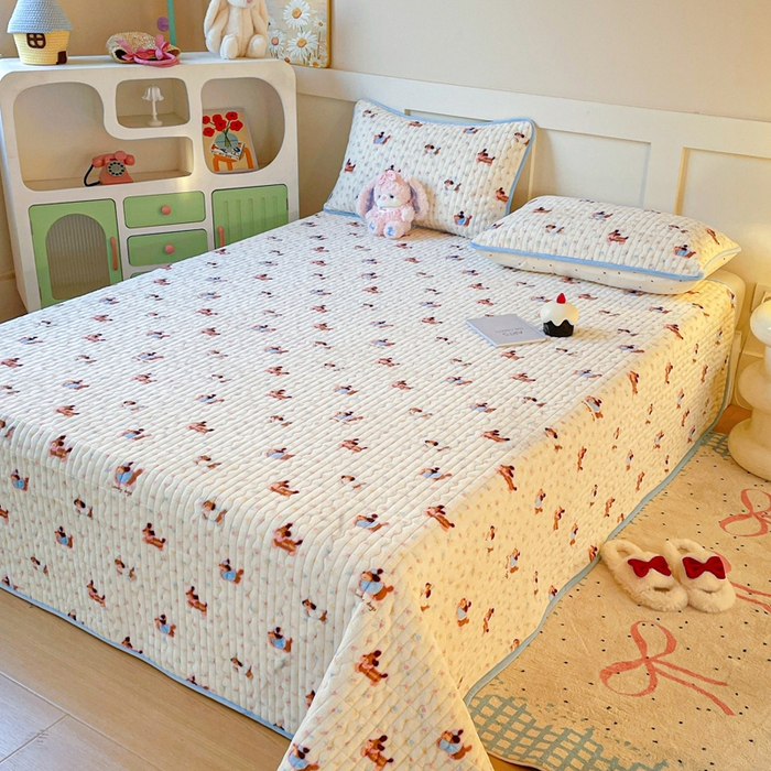 91家纺网 家纺一手货源 找家纺 （总）床盖工厂店 2025新款加厚高克重牛奶绒床盖豆豆绒单被套四件套牛奶绒四件套