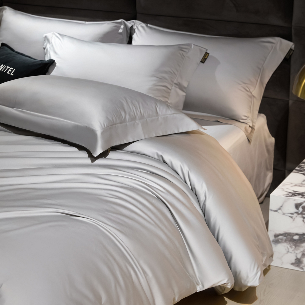 91家纺网 家纺一手货源 找家纺 米多多 2025新款70S全工艺CR长绒棉四件套 山灰