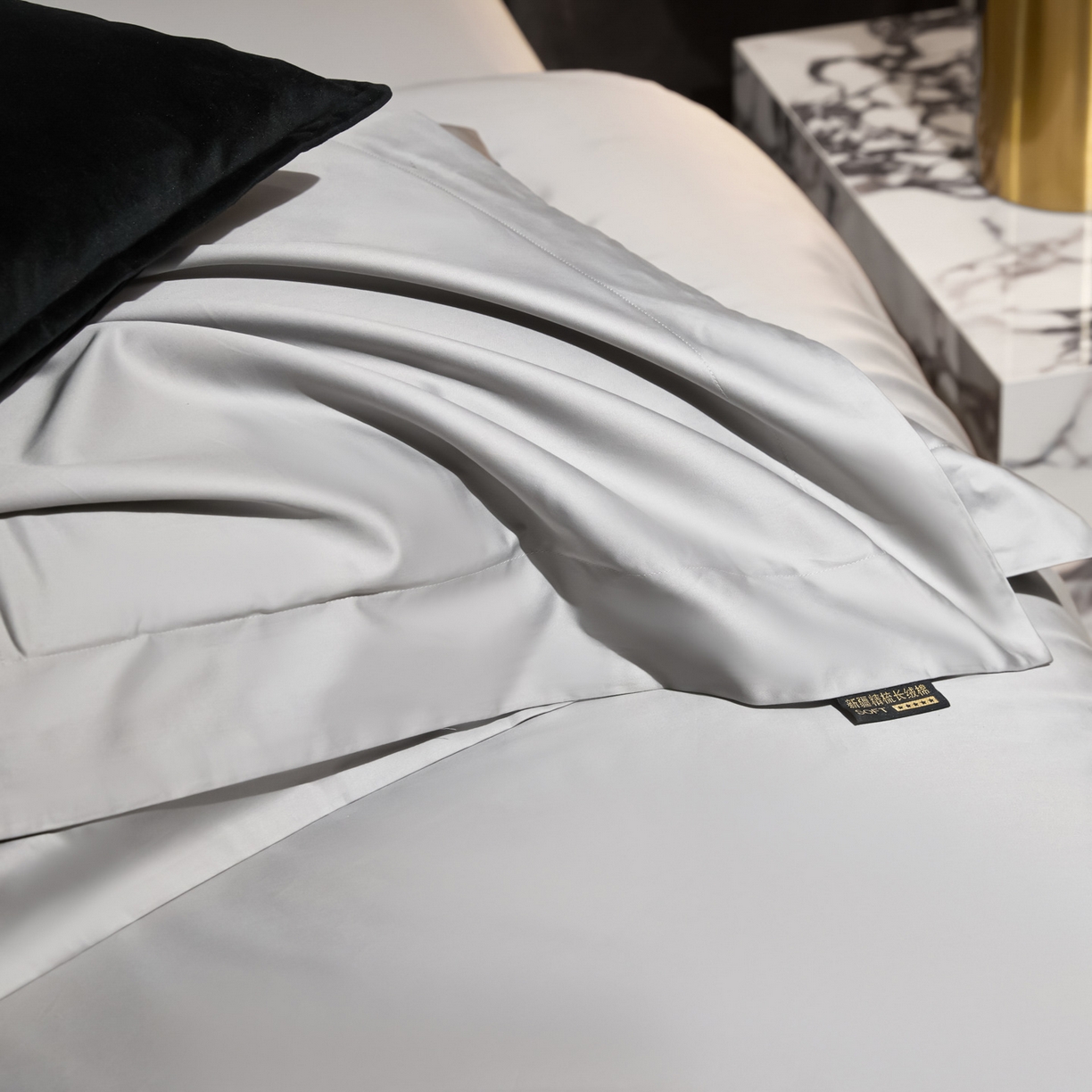 91家纺网 家纺一手货源 找家纺 米多多 2025新款70S全工艺CR长绒棉四件套 山灰