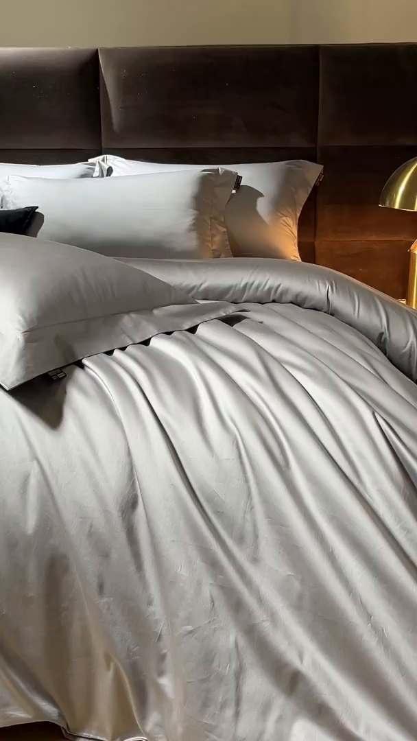 91家纺网 家纺一手货源 找家纺 米多多 2025新款70S全工艺CR长绒棉四件套 山灰