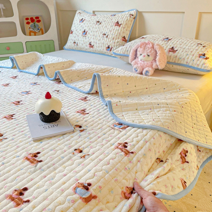 （总）床盖工厂店 2025新款加厚高克重牛奶绒床盖豆豆绒单被套四件套牛奶绒四件套