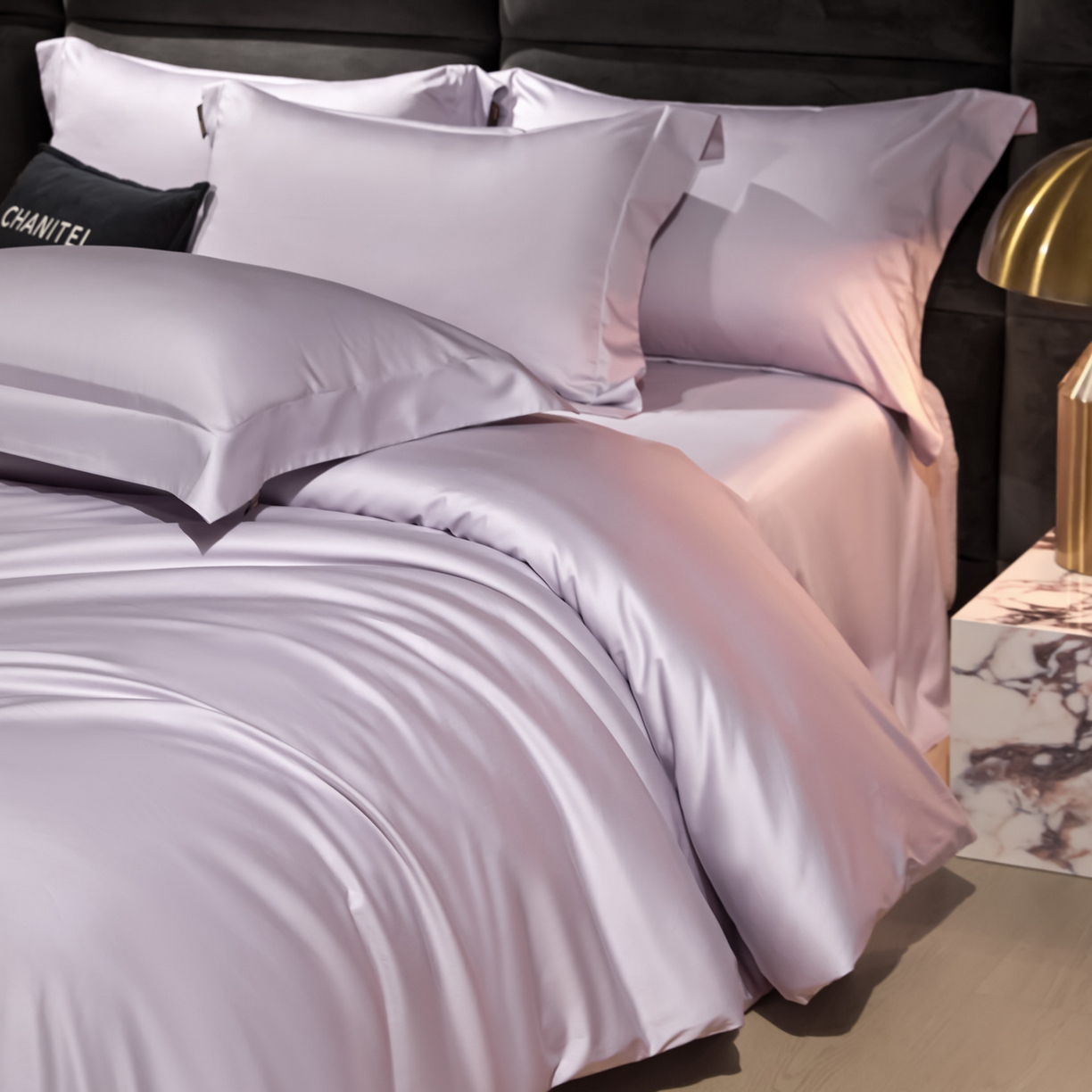 91家纺网 家纺一手货源 找家纺 米多多 2025新款70S全工艺CR长绒棉四件套 温馨紫