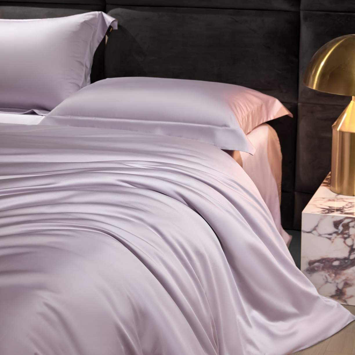 91家纺网 家纺一手货源 找家纺 米多多 2025新款70S全工艺CR长绒棉四件套 温馨紫