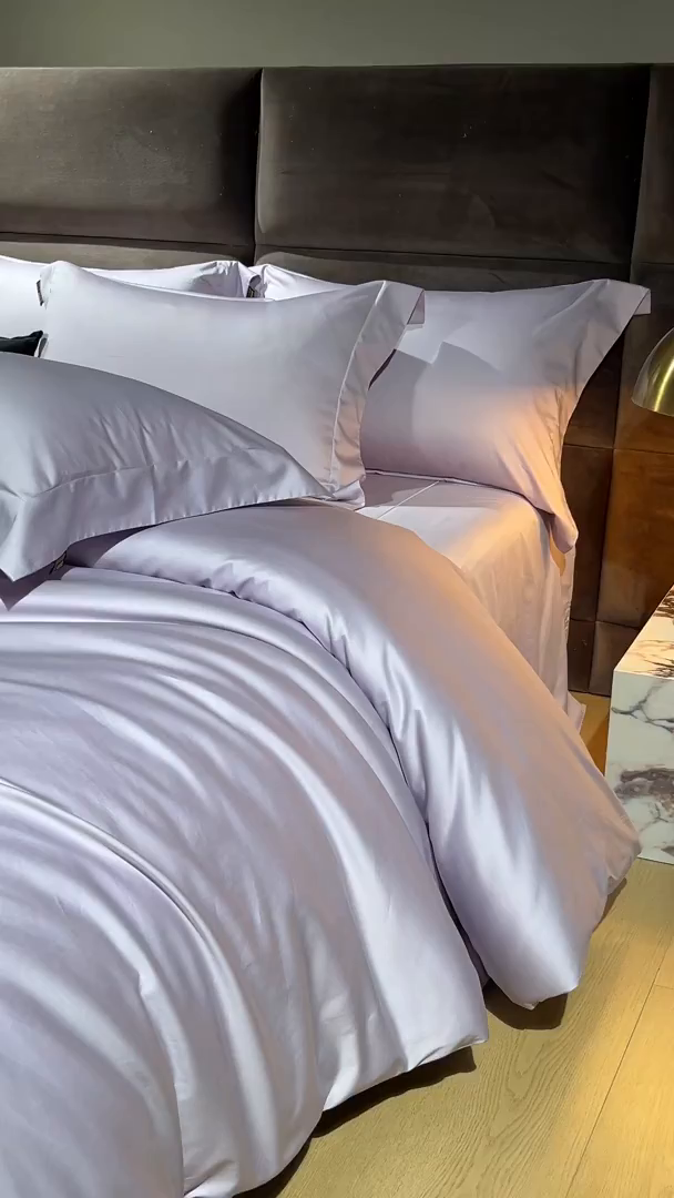 91家纺网 家纺一手货源 找家纺 米多多 2025新款70S全工艺CR长绒棉四件套 温馨紫