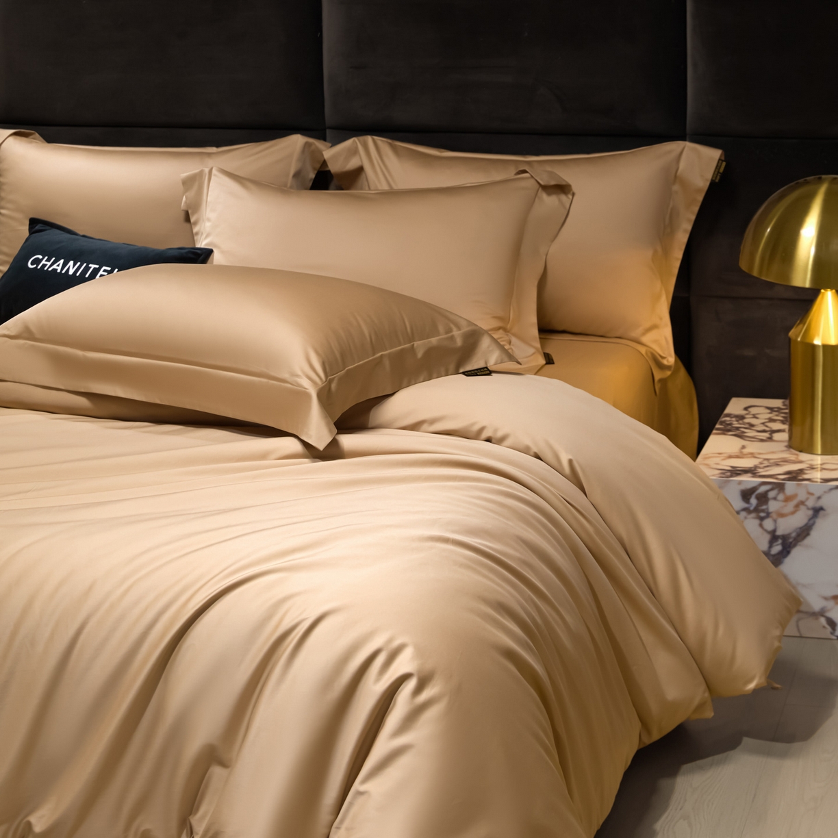 91家纺网 家纺一手货源 找家纺 米多多 2025新款70S全工艺CR长绒棉四件套 香槟金