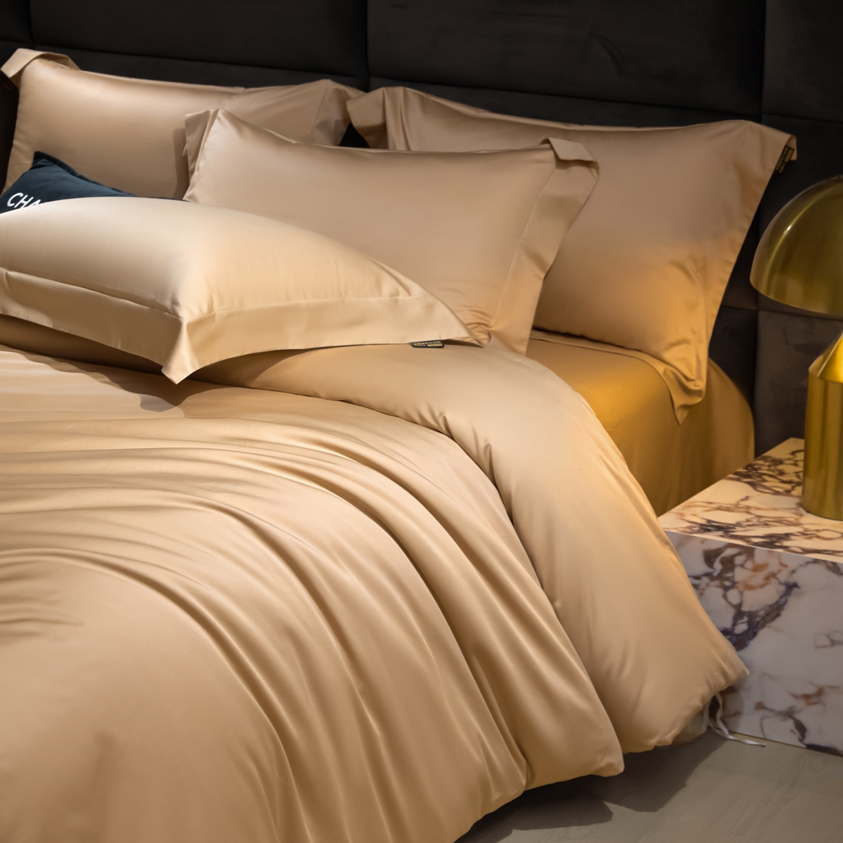 91家纺网 家纺一手货源 找家纺 米多多 2025新款70S全工艺CR长绒棉四件套 香槟金