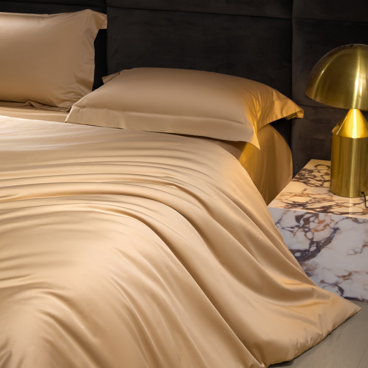 91家纺网 家纺一手货源 找家纺 米多多 2025新款70S全工艺CR长绒棉四件套 香槟金