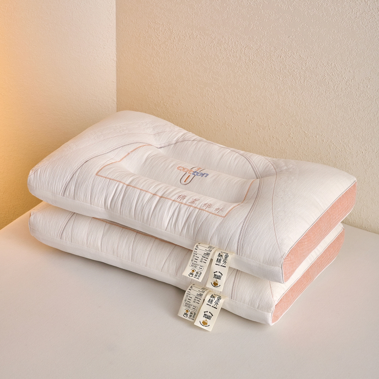 91家纺网 家纺一手货源 找家纺 鼎晟纺 2025新款棉里棉外护颈枕学生枕芯成人枕头 棉里棉外高枕单只装