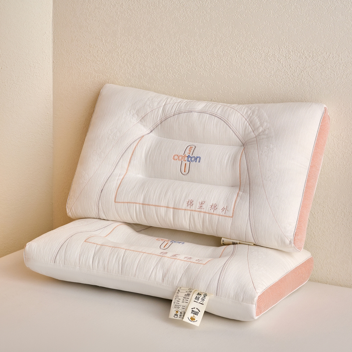 91家纺网 家纺一手货源 找家纺 鼎晟纺 2025新款棉里棉外护颈枕学生枕芯成人枕头 棉里棉外中枕单只装