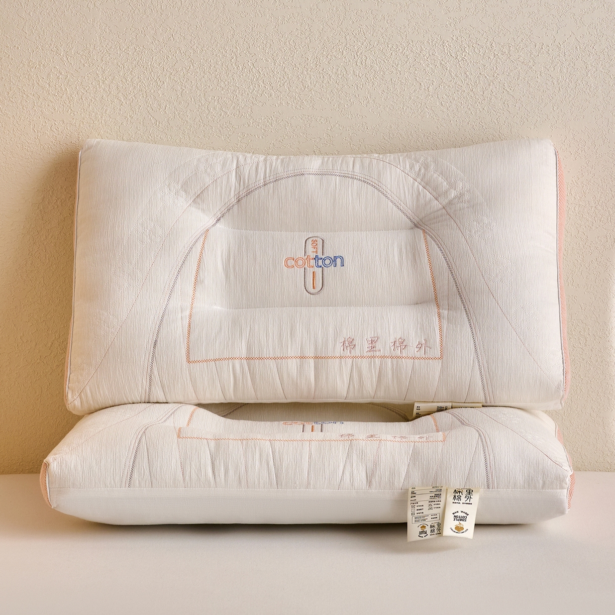 91家纺网 家纺一手货源 找家纺 鼎晟纺 2025新款棉里棉外护颈枕学生枕芯成人枕头 棉里棉外中枕单只装
