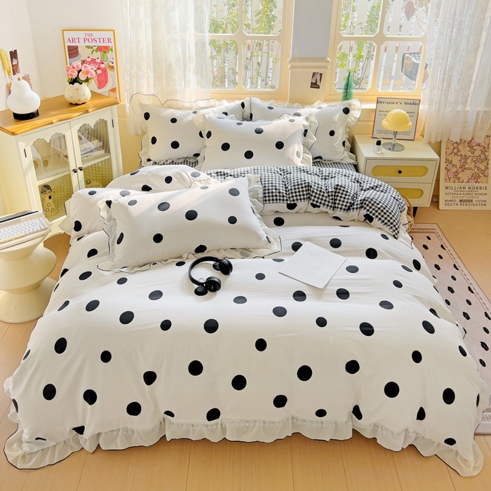 91家纺网 家纺一手货源 找家纺 （总）2025新款高克重立体臻棉法式韩版毛巾绣四件套-波尔卡