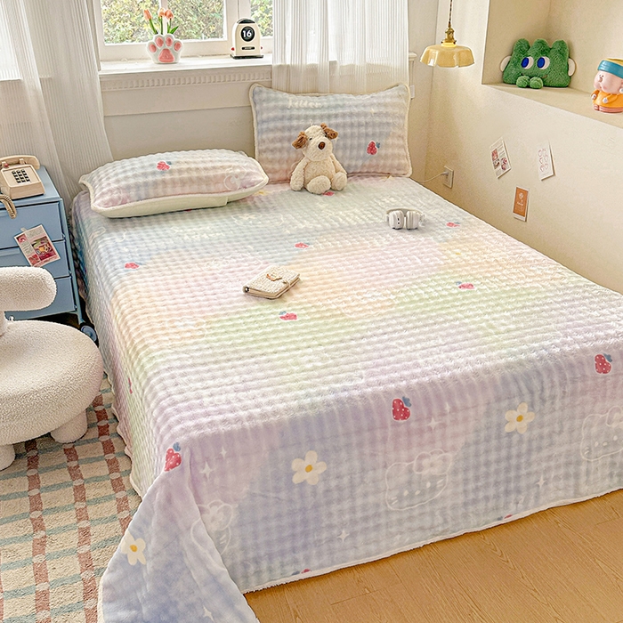 91家纺网 家纺一手货源 找家纺 （总）丝芙妮家居（原乐视家纺） 2026新款A类牛奶泡泡绒印花单品床单