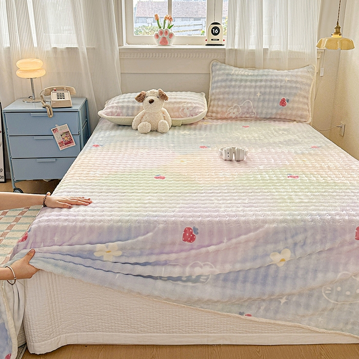 91家纺网 家纺一手货源 找家纺 （总）丝芙妮家居（原乐视家纺） 2026新款A类牛奶泡泡绒印花单品床单