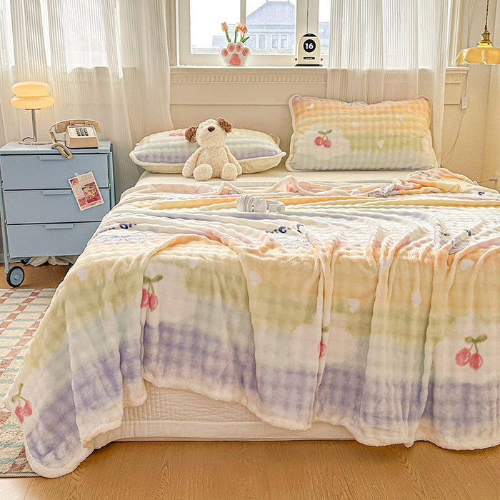 91家纺网 家纺一手货源 找家纺 丝芙妮家居（原乐视家纺） 2025新款A类牛奶泡泡绒印花单品床单 春日樱桃