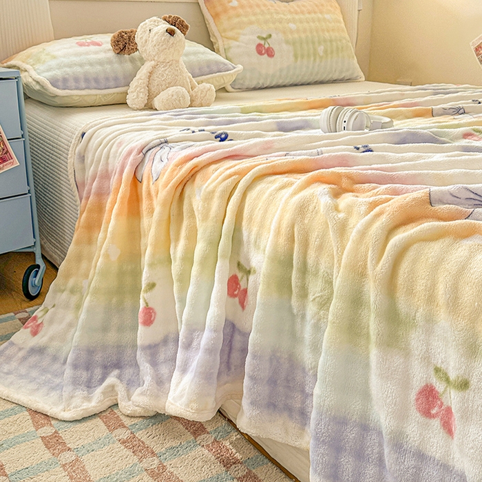 91家纺网 家纺一手货源 找家纺 丝芙妮家居（原乐视家纺） 2025新款A类牛奶泡泡绒印花单品床单 春日樱桃