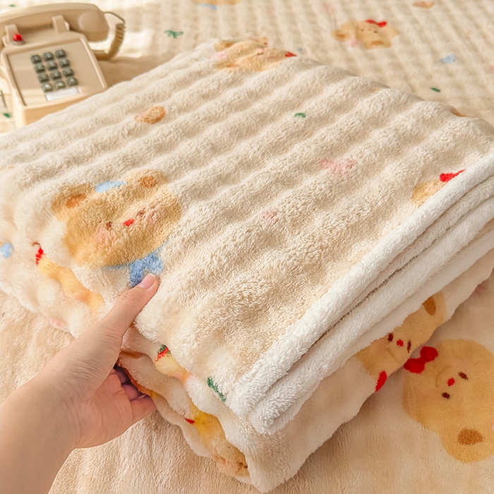 91家纺网 家纺一手货源 找家纺 丝芙妮家居（原乐视家纺） 2025新款A类牛奶泡泡绒印花单品床单 纯真小熊