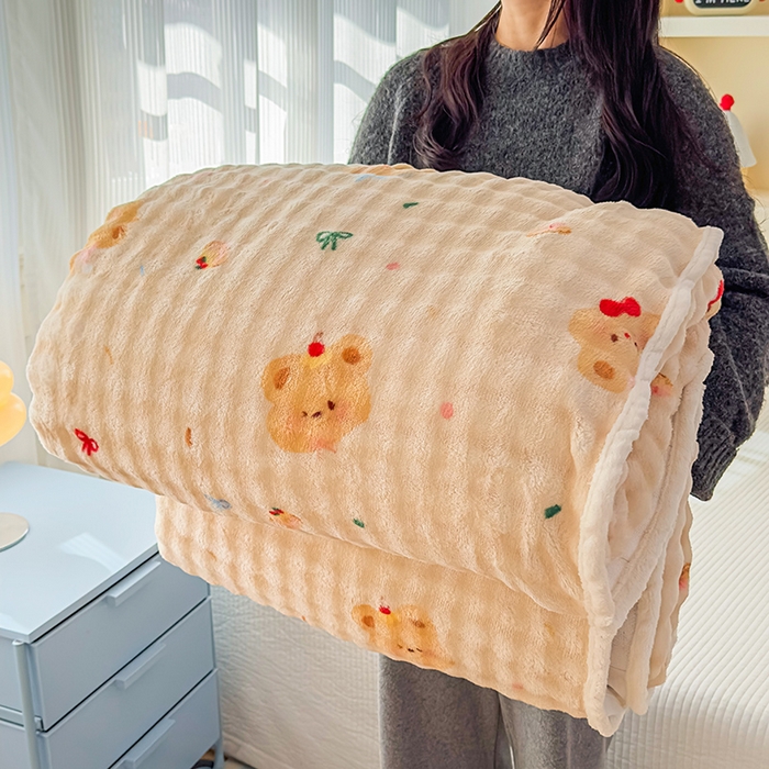 91家纺网 家纺一手货源 找家纺 丝芙妮家居（原乐视家纺） 2025新款A类牛奶泡泡绒印花单品床单 纯真小熊