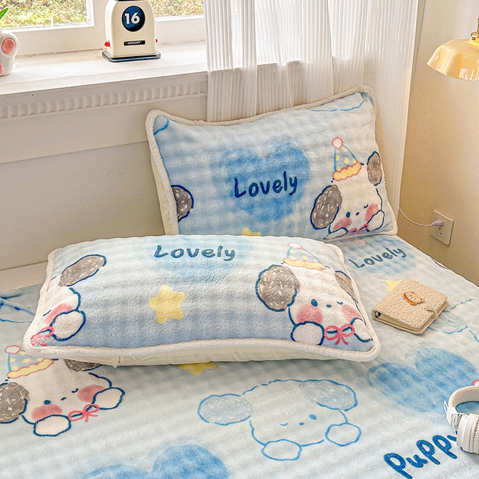 91家纺网 家纺一手货源 找家纺 丝芙妮家居（原乐视家纺） 2025新款A类牛奶泡泡绒印花单品床单 狗狗乐园