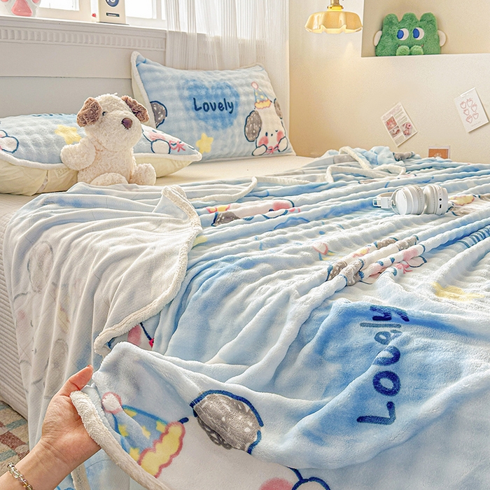 91家纺网 家纺一手货源 找家纺 丝芙妮家居（原乐视家纺） 2025新款A类牛奶泡泡绒印花单品床单 狗狗乐园