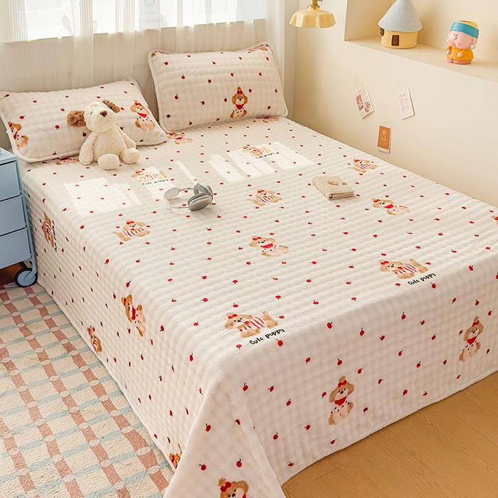 91家纺网 家纺一手货源 找家纺 丝芙妮家居（原乐视家纺） 2025新款A类牛奶泡泡绒印花单品床单 假日小狗