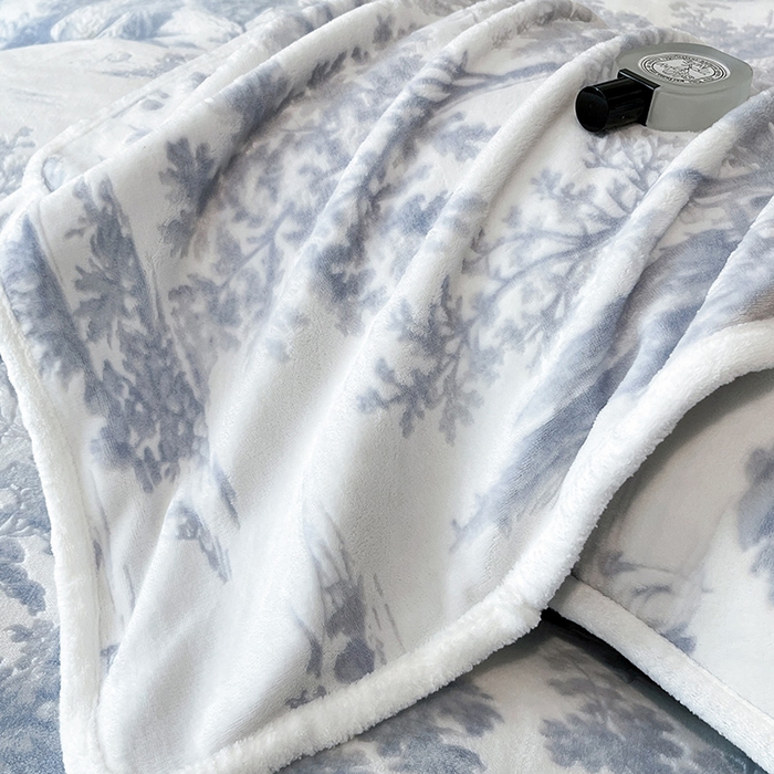 91家纺网 家纺一手货源 找家纺 妮恒美家纺 2025新款雕花牛奶绒四件套 山水画-海蓝灰