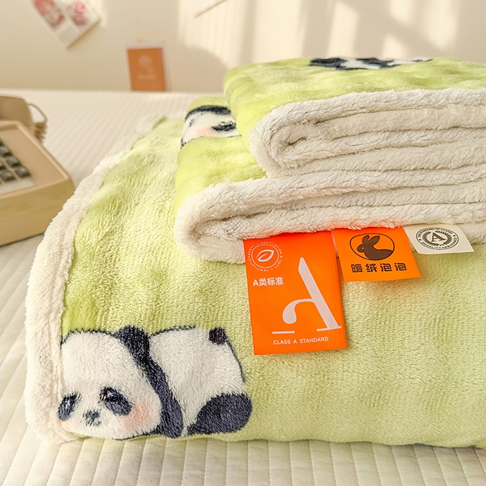 91家纺网 家纺一手货源 找家纺 丝芙妮家居（原乐视家纺） 2025新款A类牛奶泡泡绒印花单品床单 快乐小熊猫