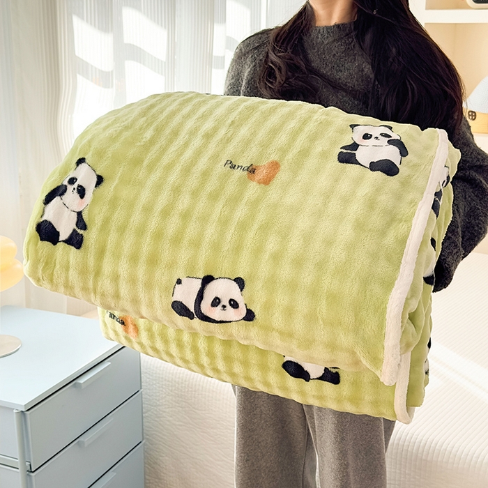 91家纺网 家纺一手货源 找家纺 丝芙妮家居（原乐视家纺） 2025新款A类牛奶泡泡绒印花单品床单 快乐小熊猫