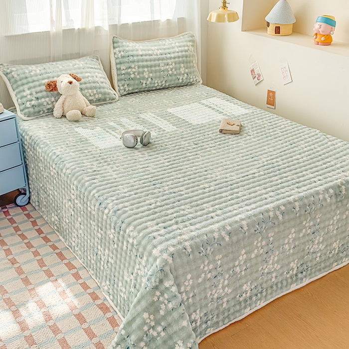 91家纺网 家纺一手货源 找家纺 丝芙妮家居（原乐视家纺） 2025新款A类牛奶泡泡绒印花单品床单 漫花香