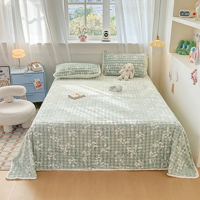 91家纺网 家纺一手货源 找家纺 丝芙妮家居（原乐视家纺） 2025新款A类牛奶泡泡绒印花单品床单 漫花香