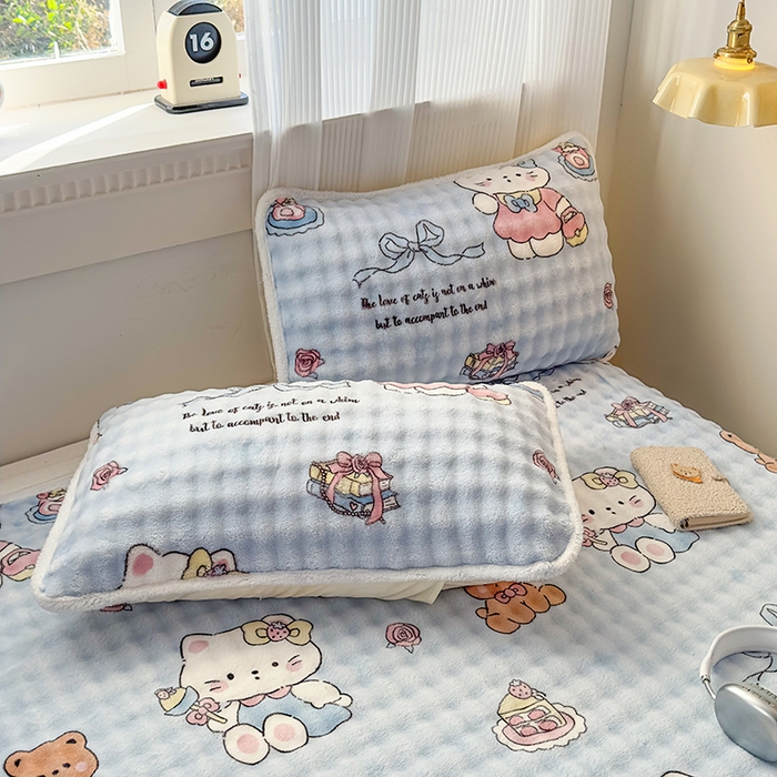 91家纺网 家纺一手货源 找家纺 丝芙妮家居（原乐视家纺） 2025新款A类牛奶泡泡绒印花单品床单 泡芙KT