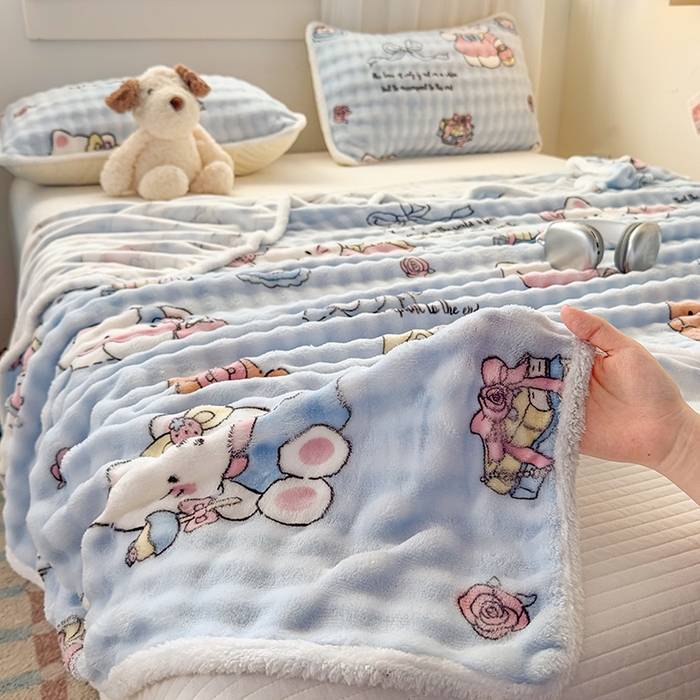 91家纺网 家纺一手货源 找家纺 丝芙妮家居（原乐视家纺） 2025新款A类牛奶泡泡绒印花单品床单 泡芙KT