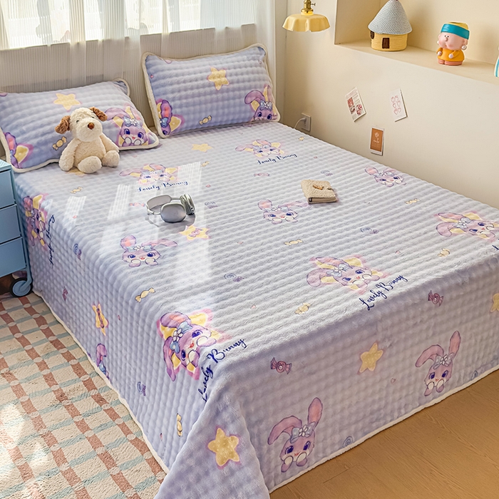 91家纺网 家纺一手货源 找家纺 丝芙妮家居（原乐视家纺） 2025新款A类牛奶泡泡绒印花单品床单 甜蜜黛露