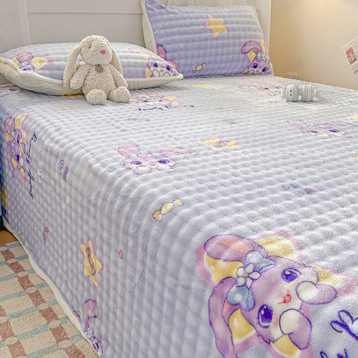 91家纺网 家纺一手货源 找家纺 丝芙妮家居（原乐视家纺） 2025新款A类牛奶泡泡绒印花单品床单 甜蜜黛露